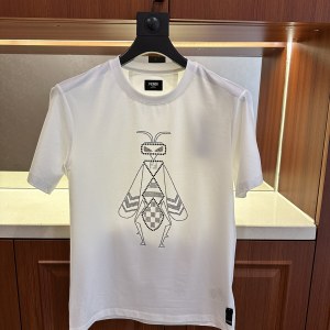 Super Bugs crystal embroidery white T-shirt