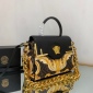 Replica VERSACE x Fendi Fendace La Medusa Top Handle Bag Printed Laminated Leather with Leather Medium Black