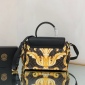 Replica VERSACE x Fendi Fendace La Medusa Top Handle Bag Printed Laminated Leather with Leather Medium Black