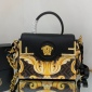 Replica VERSACE x Fendi Fendace La Medusa Top Handle Bag Printed Laminated Leather with Leather Medium Black