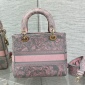 Replica Mini Lady D-Lite Bag Pink and Gray Toile de Jouy Sauvage Embroidery