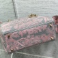 Replica Mini Lady D-Lite Bag Pink and Gray Toile de Jouy Sauvage Embroidery