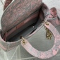 Replica Mini Lady D-Lite Bag Pink and Gray Toile de Jouy Sauvage Embroidery