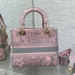 Replica CHRISTIAN DIOR Medium Lady D-Lite Embroidered Canvas Shoulder Bag Rose Des