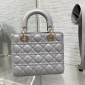 Replica Dior Grey Cannage Leather Medium Lady Dior Tote