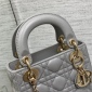 Replica DIOR - Small Lady My Abc Bag Steel Gray Cannage Lambskin