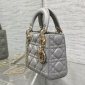 Replica DIOR - Small Lady My Abc Bag Steel Gray Cannage Lambskin