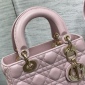 Replica Authenticated Used Christian Dior My Lady Canage Leather Handbag Pink Beige