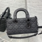 Replica Medium Lady D-Joy Bag Ultramatte Black Cannage Calfskin