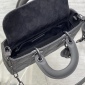 Replica Medium Lady D-Joy Bag Ultramatte Black Cannage Calfskin