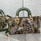 Replica Medium Lady D-Joy Bag Green Multicolor Lily and Bead Embroidery