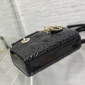 Replica Christian Dior Lady Dior Chain Bag Cannage Quilt Patent Mini Black