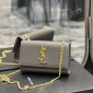 Replica SAINT LAURENT Grained Metallic Calfskin Monogram Chain Wallet Bronze