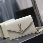 Replica Saint Laurent Cassandre Flap Pouch In Smooth Leather - White - Women