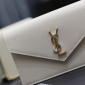 Replica Saint Laurent Cassandre Flap Pouch In Smooth Leather - White - Women