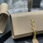 Replica Saint Laurent Kate Small Chain Bag With Tassel In Crocodile-Embossed Shiny Leather - Beige - Women