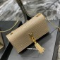 Replica Saint Laurent Kate Small Chain Bag With Tassel In Crocodile-Embossed Shiny Leather - Beige - Women