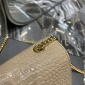 Replica Saint Laurent Kate Small Chain Bag With Tassel In Crocodile-Embossed Shiny Leather - Beige - Women