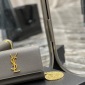 Replica SAINT LAURENT Grained Metallic Calfskin Monogram Chain Wallet Bronze