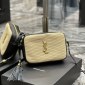 Replica Saint Laurent Lou Camera Bag In Raffia And Smooth Leather - White - Women