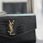 Replica Saint Laurent Uptown Envelope Croc-Embossed Wallet, Nero, Women's, Small Leather Goods Wallets