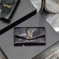 Replica Saint Laurent Uptown Envelope Croc-Embossed Wallet, Nero, Women's, Small Leather Goods Wallets