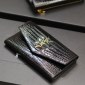 Replica Saint Laurent Uptown Envelope Croc-Embossed Wallet, Nero, Women's, Small Leather Goods Wallets