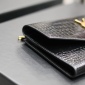 Replica Saint Laurent Uptown Envelope Croc-Embossed Wallet, Nero, Women's, Small Leather Goods Wallets