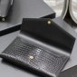 Replica Saint Laurent Uptown Envelope Croc-Embossed Wallet, Nero, Women's, Small Leather Goods Wallets