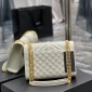 Replica Saint Laurent Envelope Small Bag In Mix Matelassé Grain De Poudre Embossed Leather - White - Women