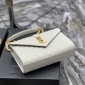 Replica Saint Laurent Envelope Small Bag In Mix Matelassé Grain De Poudre Embossed Leather - White - Women