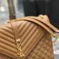 Replica Saint Laurent Classic Monogram Envelope Satchel Mixed Matelasse Leather Large Brown 2171931