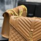 Replica Saint Laurent Classic Monogram Envelope Satchel Mixed Matelasse Leather Large Brown 2171931