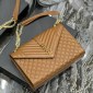 Replica Saint Laurent Classic Monogram Envelope Satchel Mixed Matelasse Leather Large Brown 2171931