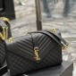 Replica Saint Laurent Classic Monogram Envelope Satchel Mixed Matelasse Leather Large Black