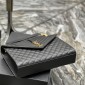 Replica Saint Laurent Classic Monogram Envelope Satchel Mixed Matelasse Leather Large Black