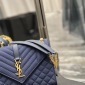 Replica SAINT LAURENT - Envelope Medium Quilted Textured-leather Shoulder Bag - Blue - One size - Net a Porter