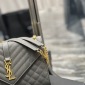 Replica Saint Laurent Triquilt Medium Ysl Monogram Grain De Poudre V Flap Satchel Bag, Storm, Women's, Handbags & Purses Satchels