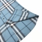 Replica Burberry Children Blue Checked Short Sleeve Buttondown Cotton Shirt