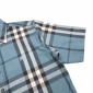 Replica Burberry Children Blue Checked Short Sleeve Buttondown Cotton Shirt