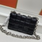 Replica Bottega Veneta Cassette Chain Crossbody Bag Padded Maxi Intrecciato Leather Black 1138207