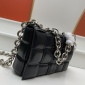 Replica Bottega Veneta Cassette Chain Crossbody Bag Padded Maxi Intrecciato Leather Black 1138207