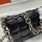 Replica Bottega Veneta Cassette Chain Crossbody Bag Padded Maxi Intrecciato Leather Black 1138207