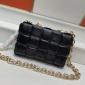 Replica JAYLEY Navy Eco Leather Cross Woven Clutch Bag with Gold Chain