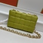 Replica BOTTEGA VENETA Lambskin Maxi Intrecciato Padded Chain Cassette Crossbody Bag Kiwi