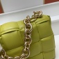 Replica BOTTEGA VENETA Lambskin Maxi Intrecciato Padded Chain Cassette Crossbody Bag Kiwi