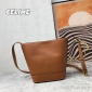 Replica Celine Bucket Bag Small Triomphe Embroidery Tan in Smooth Calfskin Leather with Gold-tone - US