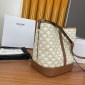 Replica Small Bucket in Triomphe Canvas and calfskin - Tan | CELINE