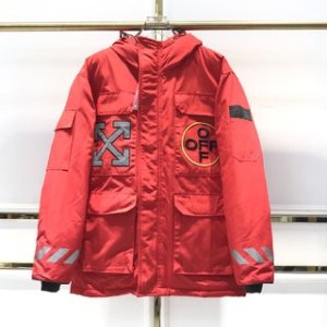 Off-White Down Jacket Hoodies in Red
