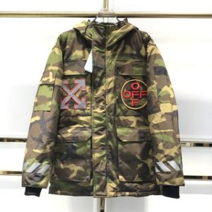 Off-White Down Jacket Hoodies in Green